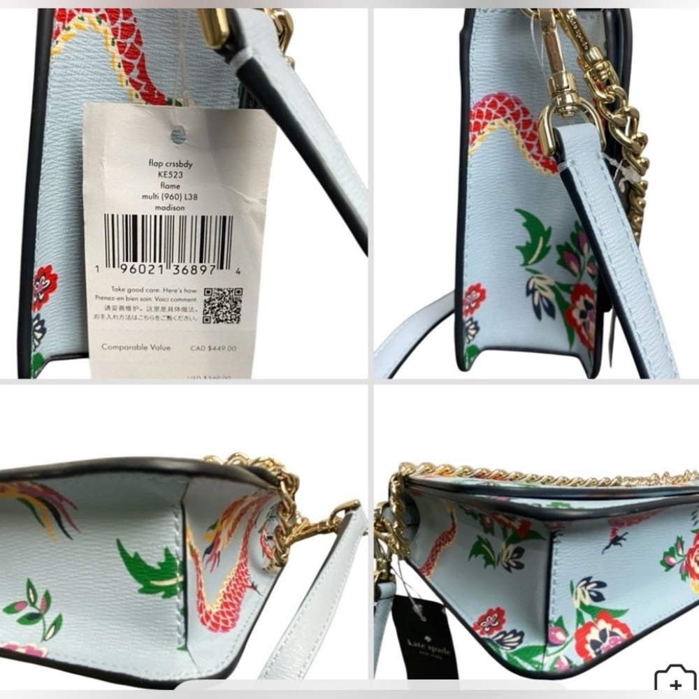 Kate Spade Blue Floral Dragon Crossbody Bag NWT - Picture 7 of 9